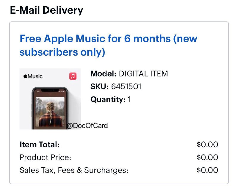 Bestbuy 免费6个月Apple Music#Bestbuy #AppleMusic✅ bestbuy.com/site/6451501.p • 仅Apple Music新用户 • 购买后30分钟内会邮件发送激活码 • 激活地址： apple.co/BBYredeem👉🏿 @DocOfCard