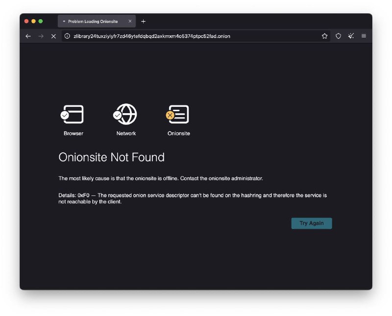 继 Z-library 的 表层网络网页 被美国执法部分封禁，Z-library 的 Tor 网页 现在也于今日（太平洋 11 月 22 日下午）无法访问