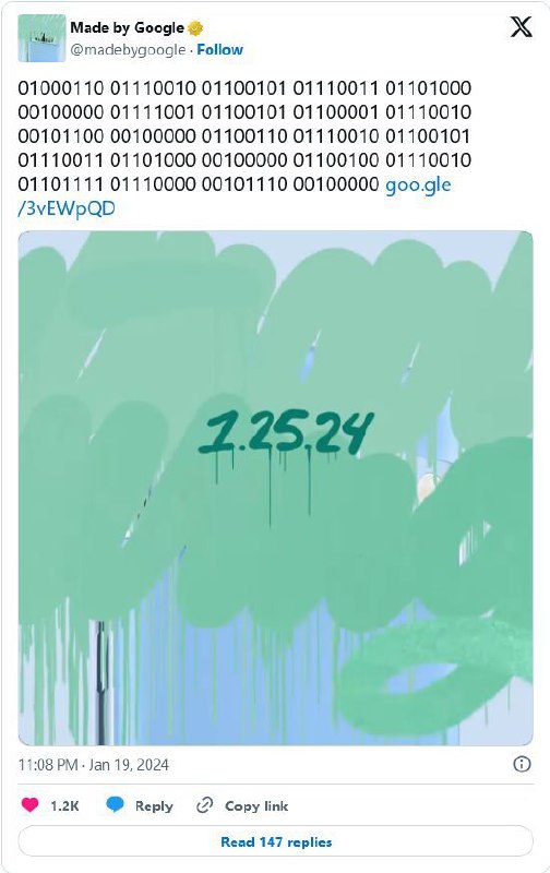 谷歌预告 1 月 25 日在美国为 Pixel 8 Pro 手机推新配色“薄荷清新绿”Google 本周五发布预告，表示将于 1 月 25 日推出“薄荷清新绿”（Minty Fresh）颜色的 Pixel 8 系列手机