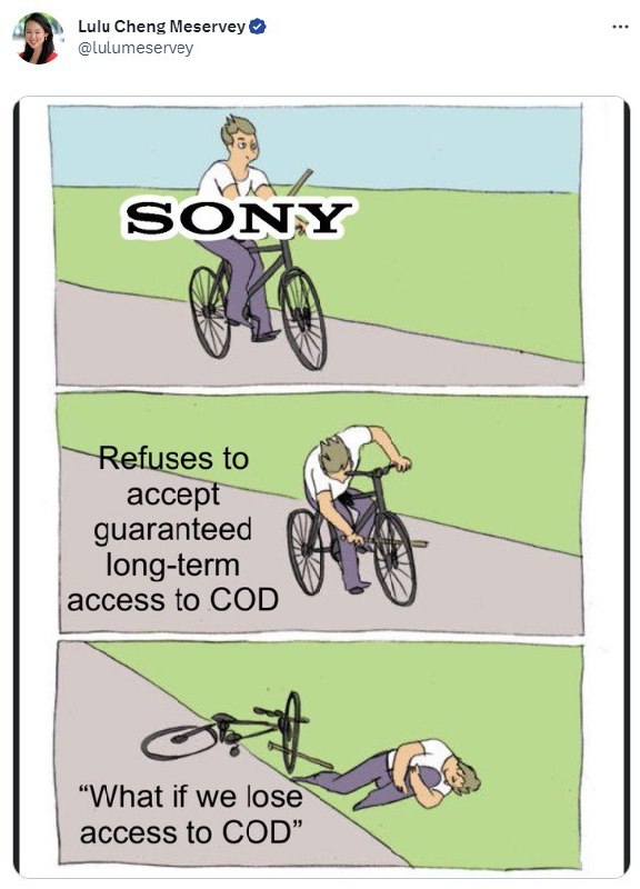 动视暴雪高管发表情包嘲笑索尼 最终可能会失去《使命召唤》    动视暴雪高管Lulu Cheng Meservey近日在推特上发文，嘲笑了索尼最终可能会失去《使命召唤》，因为索尼最近在微软收购动视暴雪案中缺乏行动和回应