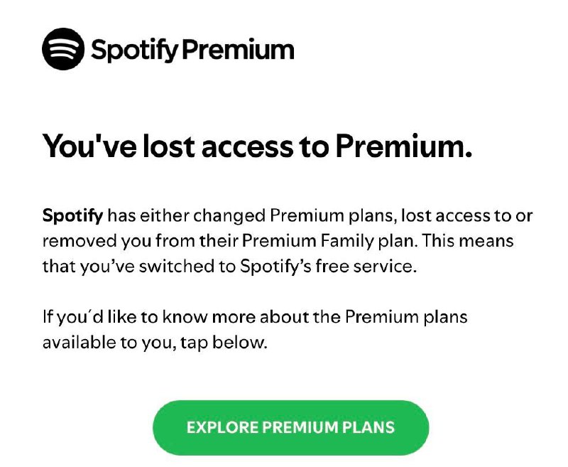 Spotify大面积取消家庭订阅，并直接删除订阅账号通过Play内购Google会发邮件提醒取消订阅;通过PayPal付款则直接被删号没有任何提醒