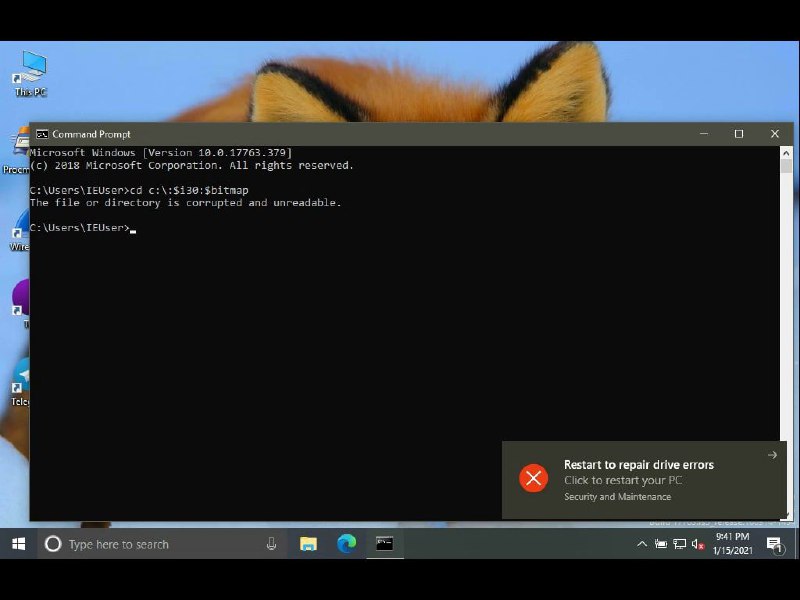 #注意 最近Windows 10操作系统中一个安全威胁只需要执行命令 cd c:\$i30:$bitmap 即可破坏当前NTFS文件系统来使磁盘驱动不可用此代码无需管理员权限即可激活执行，很轻易隐藏到快捷方式、批处理脚本中，小心别中招了漏洞影响2018 年 4 月发布的 Windows 10 build 1803，以及之后发布的 1809、1903、1909、2004 、最新的 20H2源•作者#Windows #NTFS #文件 #系统 #漏洞via 九秒RAM™