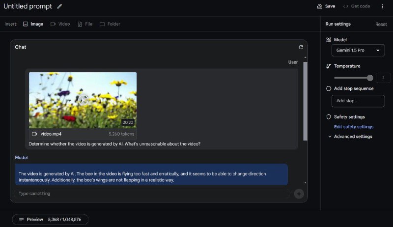 Google Gemini 1.5 Pro 评价 OpenAI 最新 Sora 视频让 Google Gemini 1.5 Pro 判断 OpenAI 在 TikTok 发布的最新 Sora 视频是否是 AI 生成的，有什么不合理的地方，它表示，这段视频是由人工智能生成的