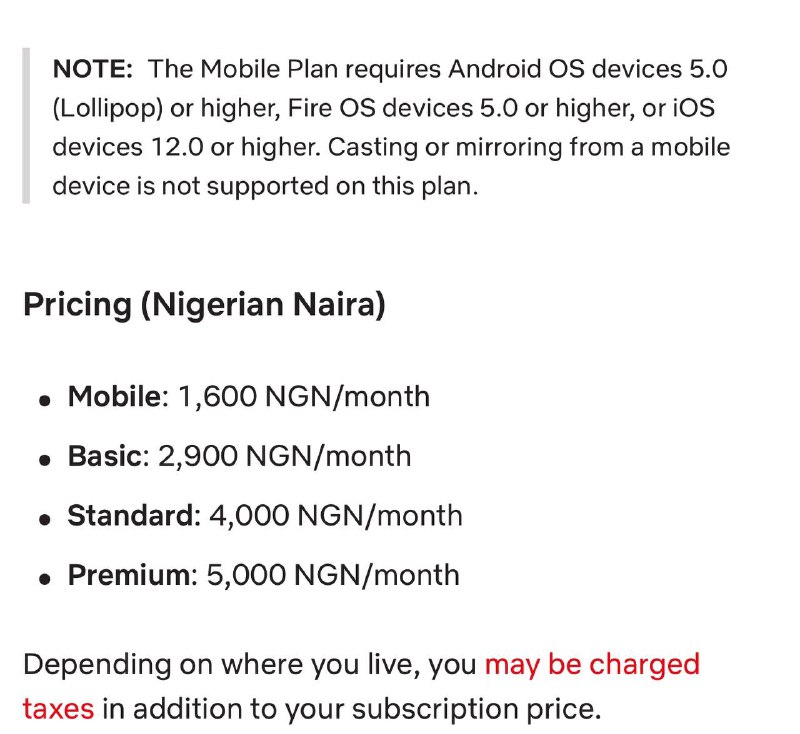 Netflix 尼日利亚涨价