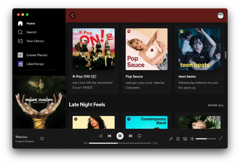 Spotify for macOS 的 UI 也被改变了，相较之前，每个模块所占面积更大了via 三三 被化学按在地上打🗒 标签: #Spotufy #UI📢 频道: @GodlyNews1🤖 投稿: @GodlyNewsBot