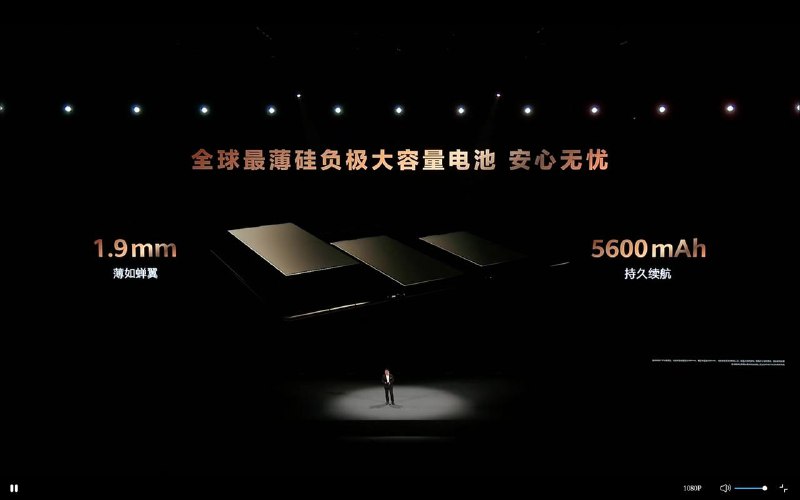 电池厚度只有1.9mm，容量为5600 mAh