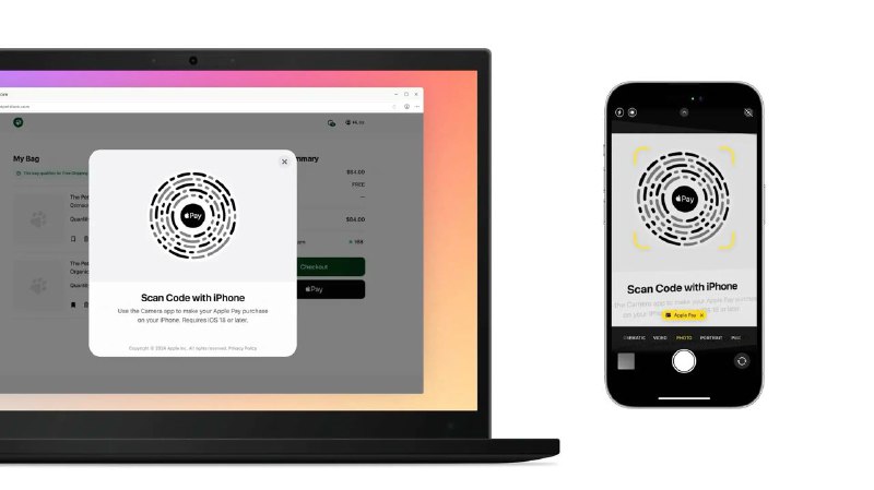 iOS 18 将允许你通过扫描二维码在桌面版 Chrome 上使用 Apple Pay据 MacRumors 报道，苹果正在推出一种在非 Safari 桌面浏览器上使用 Apple Pay 的方法，这意味着你很快就能在桌面版 Chrome、Firefox 甚至 Windows 电脑上使用苹果的支付服务购买东西