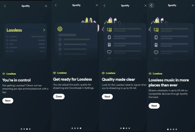 泄露信息表明，Spotify的无损音频几乎准备就绪Spotify HiFi 似乎正在被重新品牌化为 Lossless，‘Supremium’计划的音质高达 2,117kbpsSpotify 目前的比特率最高为 320kbps，但如果 Redditor OhItsTom 从 Spotify 1.2.36 版本中获取的截图准确的话，这一数字可能很快就会改变