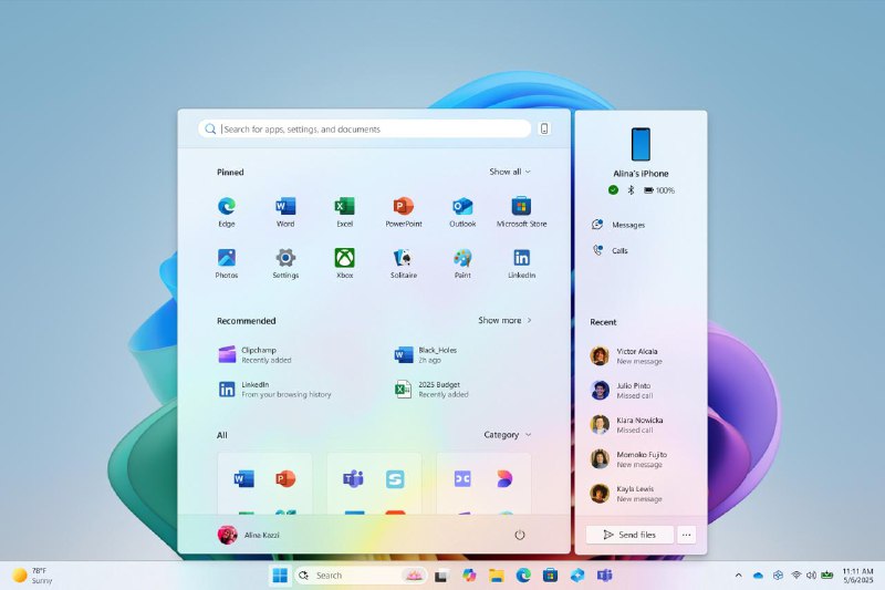 Windows 11 全新的开始菜单现在可供测试更新后的开始菜单更大、可自定义性更强，并且具有两个新视图