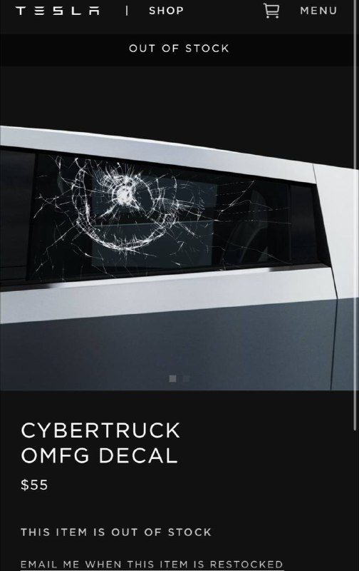 Cyber truck 限量版oh my fucking God弹孔贴花，售价$55，目前已售罄