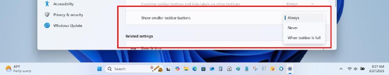 Windows 11 正在测试任务栏图标缩放微软正在 Windows 11 中测试可调整大小的任务栏图标，与 macOS 类似