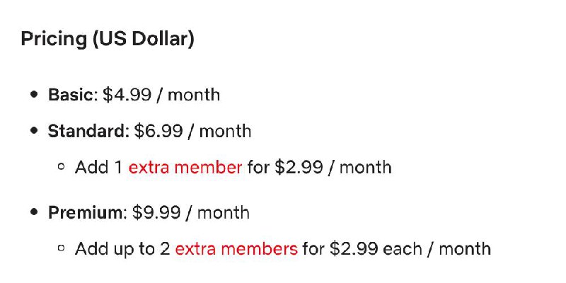 Netflix 尼加拉瓜、牙买加已从$7.99涨至$9.99， 目前只剩下14个价格为$7.99的地区🗒 标签: #Netflix📢 频道: @GodlyNews1🤖 投稿: @GodlyNewsBot
