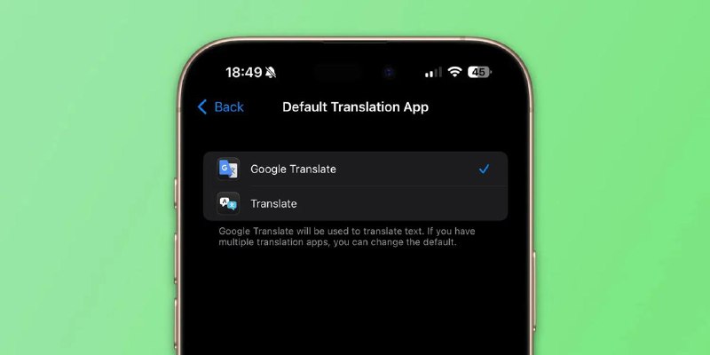 Google 翻译现在可以设置为 iOS 上的「默认翻译应用」今天，iPhone 和 iPad 的Google翻译应用获得更新，支持将翻译作为 iOS 中的一个可自定义设置