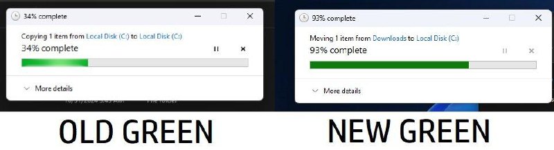微软正在测试 Windows 11 文件资源管理器中进度条的深色这意味着，传输文件和存储使用的进度条现在使用更深的颜色