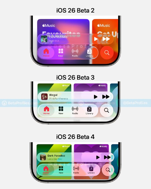 iOS26 Beta 4 优化了 Liquid Glass 的视觉效果并且在切换应用时，不再停留当在前应用上，而是会自动切换上一个应用