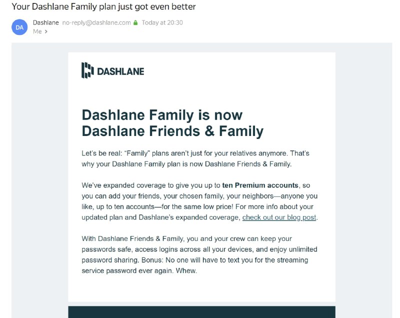 DashLane，家庭组人数限制扩展成10人目前一年可以低到5RMB！！！via Kunrui🗒 标签: #投稿 #DashLane📢 频道: @GodlyNews1🤖 投稿: @GodlyNewsBot