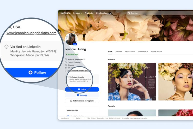 LinkedIn将允许您的已验证身份在其他平台上显示Adobe 是首批向用户提供“领英验证”徽章的公司之一