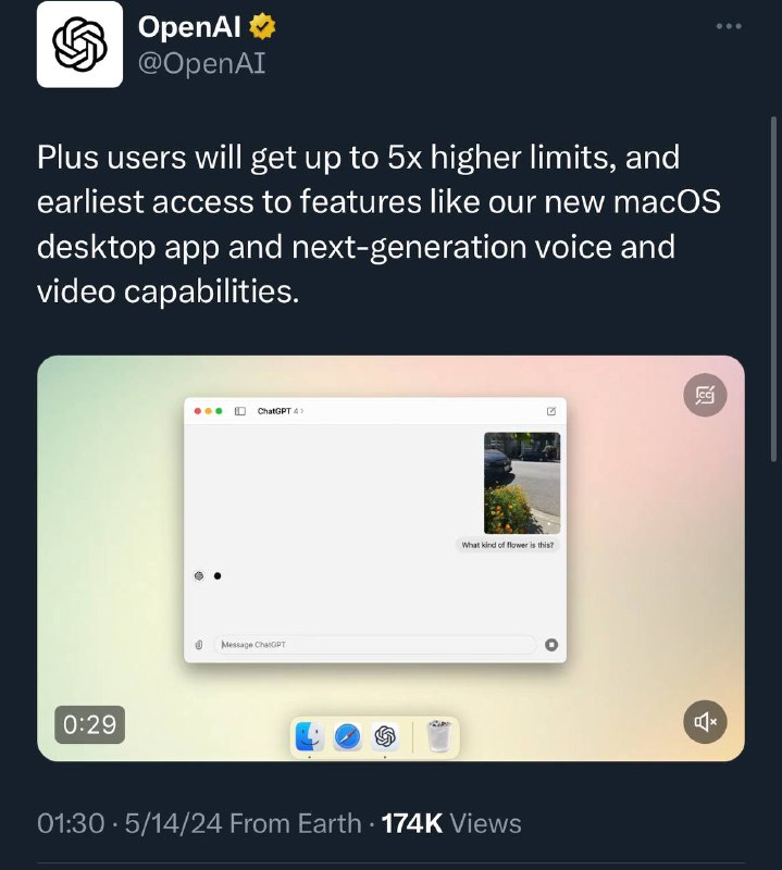 OpenAI宣布将免费（有限制）向所有人开放新旗舰型号GPT-4o