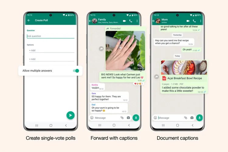 WhatsApp 投票功能更新和带图说分享🗒 标签: #WhatsApp 📢 频道: @GodlyNews1🤖 投稿: @GodlyNewsBot