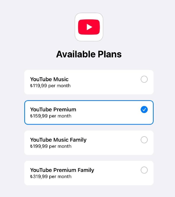 土区YouTube Premium内购已涨价个人涨价50里拉，家庭涨价110里拉via 🍉补充：网页版也已同步涨价