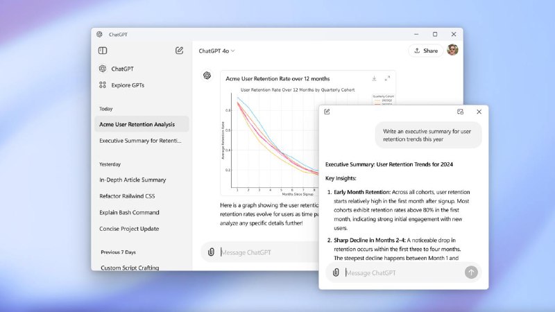 ChatGPT 桌面版现已登陆 Windows 平台今天，OpenAI 宣布其人工智能聊天机器人平台 ChatGPT 已开始预览专用 Windows 应用程序