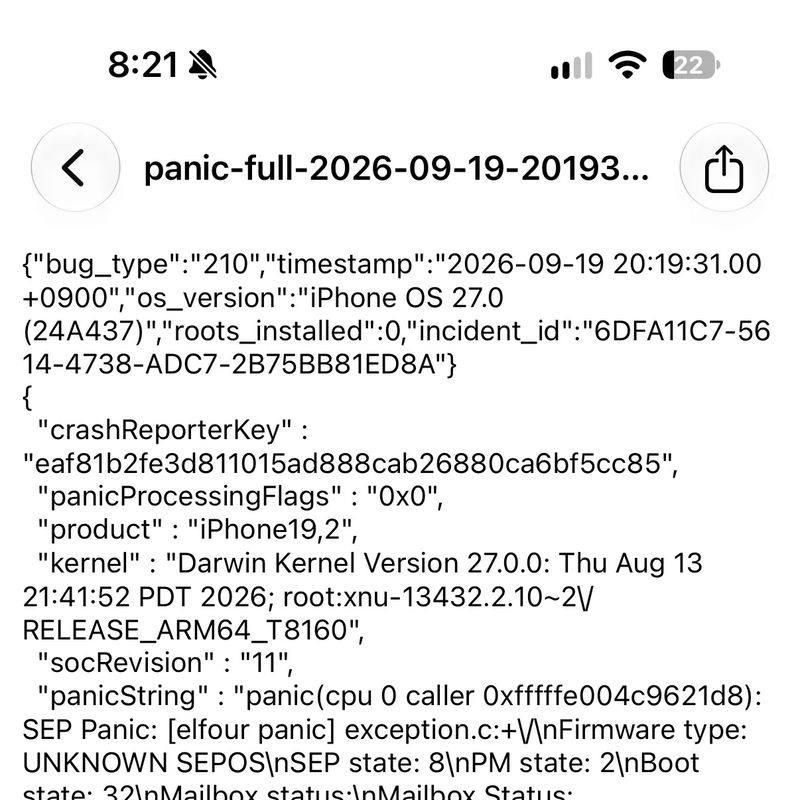 iPhone 18 Pro曝黑屏重启问题：用户反馈突然关机后自动重启近日，苹果新款iPhone 18 Pro及Pro Max上市后，部分用户反馈设备出现“Panic Full”现象，即手机在使用过程中突然停止响应、黑屏关机，随后自动重启