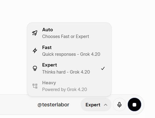 Grok 4.20结束测试，现在是Auto, Fast, Expert & Heavy模式的默认模型🗒 标签: #xAI #Grok📢 频道: @GodlyNews1🤖 投稿: @GodlyNewsBot