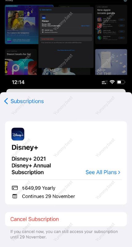 再次反悔，iOS 端 Disney 老订户反馈自己也被调价至649.99里拉今年1月5日，安卓订户已经被强行调价🗒 标签: #Disney #土耳其 #涨价📢 频道: @GodlyNews1🤖 投稿: @GodlyNewsBot