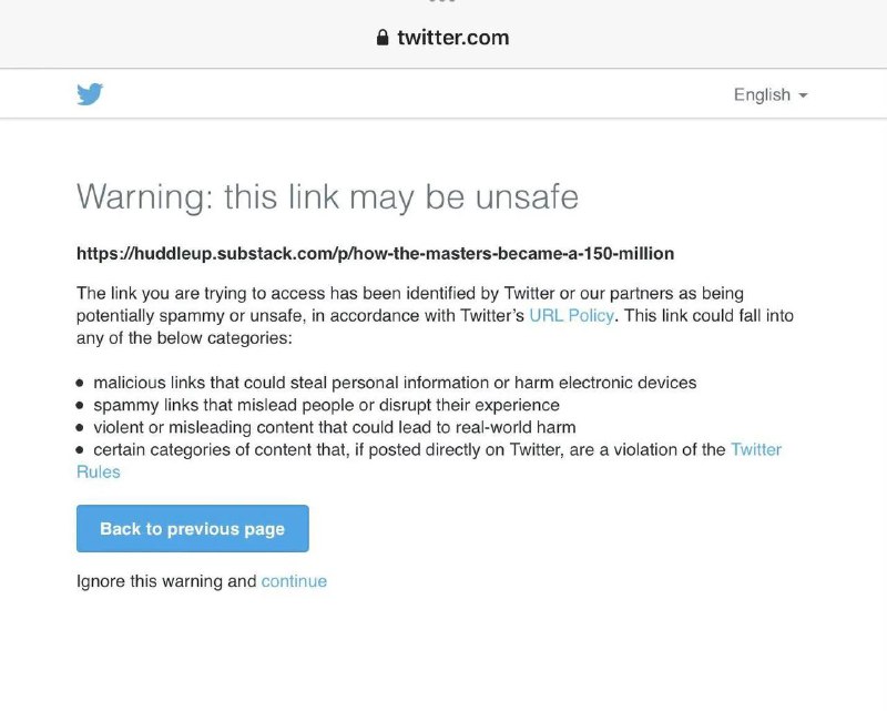 Twitter 将Substack的链接标记为危险链接在Substack 周三宣布自己的类似Twitter的“笔记”功能后，这个警告似乎是Twitter对Substack的最新敌意举动