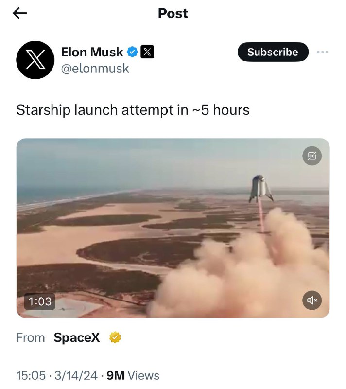 SpaceX 将在几小时内再次试射