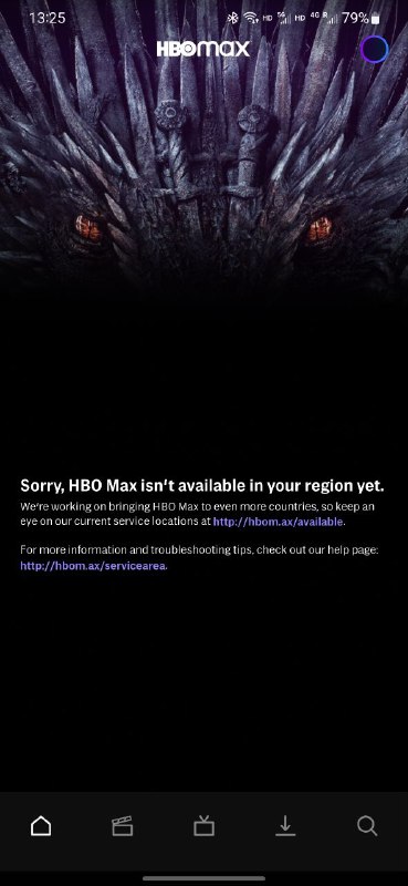 现在在美国 IP 的环境下，无法观看 HBO Max 了