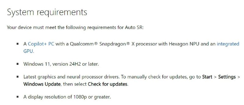 微软的“自动超分辨率”（DLSS 的竞争对手）并非高通独占当你在装有 Snapdragon 处理器的 Windows 笔记本上启动游戏时，你可能会从微软的神秘功能“自动超级分辨率”（Auto Super Resolution）中获得 AI 帧率提升
