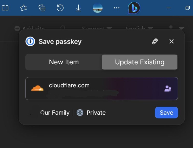 1Password 浏览器插件现已支持 Passkey 功能