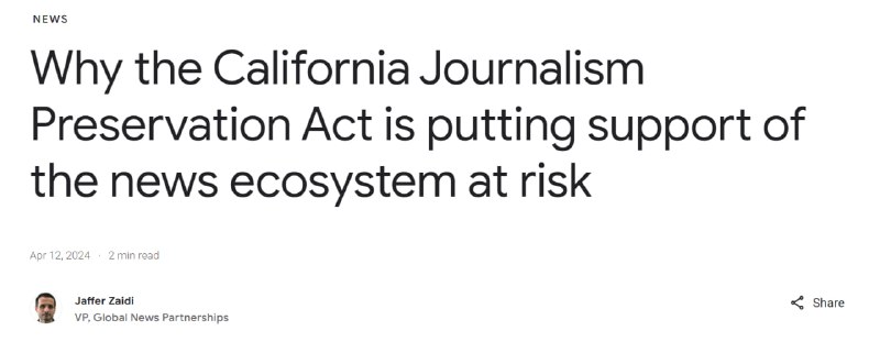 加州提议向媒体收费后谷歌威胁要切断新闻谷歌表示，将开始删除加州新闻网站的链接，“对一小部分加州用户进行短期测试”