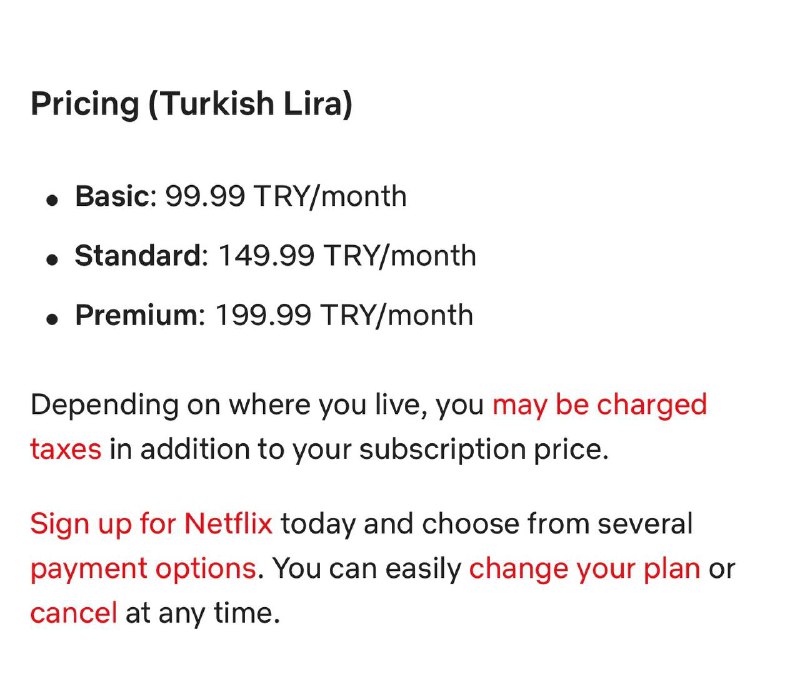 土区Netflix疑似再次涨价，暂未收到邮件通知，但官网定价已改，由139.99TRY涨至199TRYvia 天天向上🗒 标签: #Netflix #涨价📢 频道: @GodlyNews1🤖 投稿: @Godlynewsbot