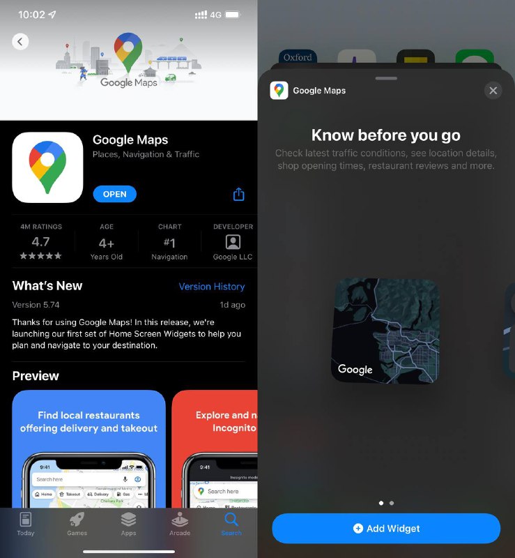 Google Maps昨日迎来更新，开始支持Widgets!频道: @GodlyNews1