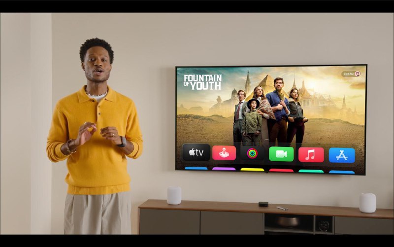 tvOS 26 更新内容- 设备主界面以及 Apple TV+ App UI 更新- 任何支持 AirPlay 的扬声器都可以指定为 Apple TV 设备的默认扬声器（此前仅限Apple HomePod ）；- 设备唤醒时自动显示个人资料，以快速切换用户（可选）；- Automatic Sign-In API 将允许开发人员将应用程序登录链接到 Apple 帐户，从而在设置新设备时更轻松地登录流媒体服务;- Sing in Apple Music 卡拉 OK 模式，当歌词出现在电视上时，可以将 iPhone 用作麦克风，包括翻译和发音提示