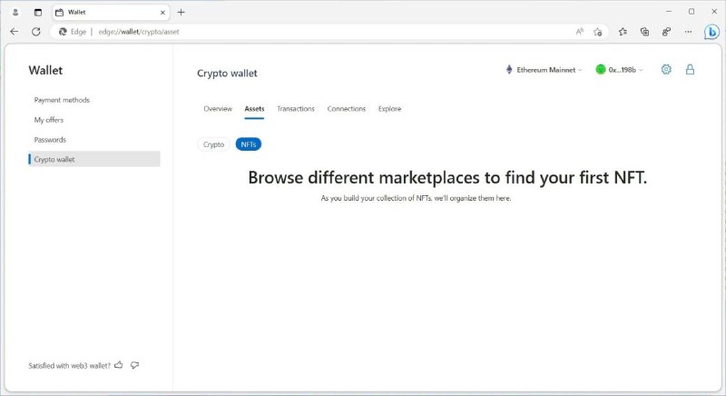 Edge 浏览器即将内置加密钱包via 匿名🗒 标签: #Edge #加密货币 #钱包📢 频道: @GodlyNews1🤖 投稿: @GodlyNewsBot