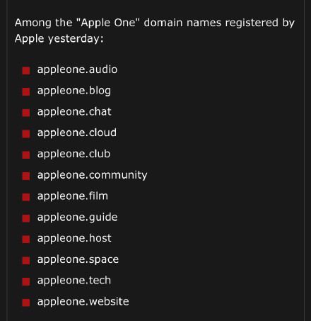 苹果在发布会前夕注册了大量 Apple One 网址