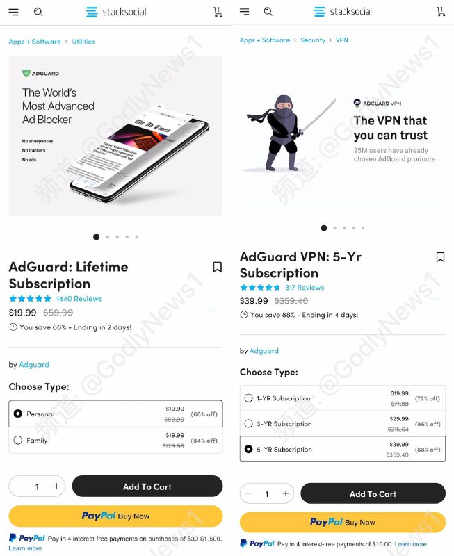 专业去广告软件 AdGuard 促销，终身九设备仅需 $16 约为115元！最后两天，抓紧时间时隔一年，Stacksocial 再次开启促销，今年比去年的活动还给力，去年售价是$29.99 然后返 $10 网页余额，今年直接立减