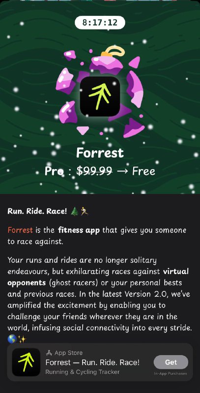 Forrest Pro内购限免: $99.99 -> 免费