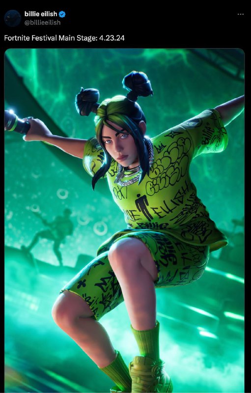 Billie Eilish 在堡垒之夜中扮演bad guy🗒 标签: #堡垒之夜 📢 频道: @GodlyNews1🤖 投稿: @GodlyNewsBot