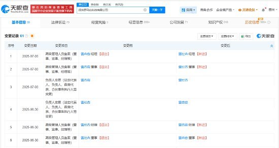 罗马仕再度变更法定代表人，刚刚卸任的高管再上任天眼查App显示，7月3日，罗马仕关联公司深圳罗马仕科技有限公司再度发生工商变更，雷杏容卸任法定代表人、董事、经理，由雷社杏接任
