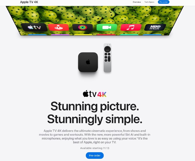 Apple 发布新款Apple TV、HomePod Mini 2以及搭载屏幕的HomeView• Apple TV 售价$299，搭载A19芯片，支持Siri AI，遥控器支持Find My功能