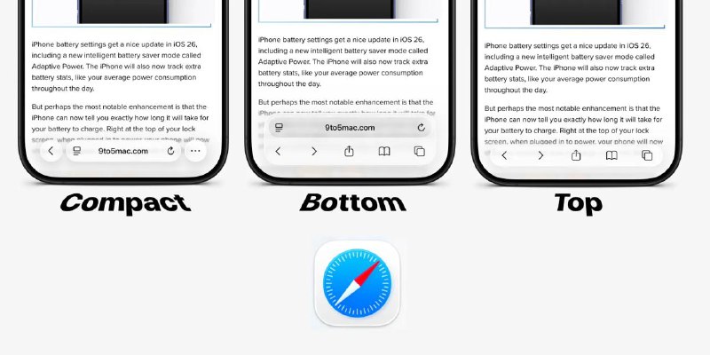 在 iOS 26 中，iPhone 上的 Safari 浏览器有三种不同的工具栏布局可供选择🗒 标签: #Apple📢 频道: @GodlyNews1🤖 投稿: @GodlyNewsBot
