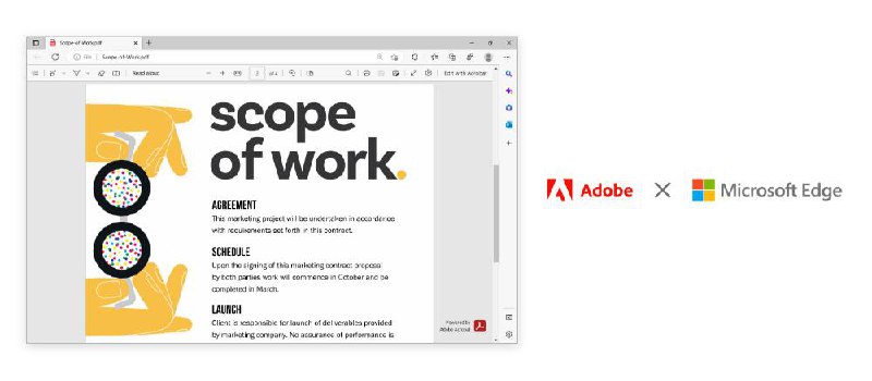 微软将在Microsoft Edge中原生嵌入Acrobat PDF技术为Windows用户提供了增强的PDF体验，从2023年3月开始，Microsoft Edge中的Adobe Acrobat PDF技术将向所有Windows 10和11用户提供🗒 标签: #Edge #Adobe #PDF 📢 频道: @GodlyNews1🤖 投稿: @GodlyNewsBot