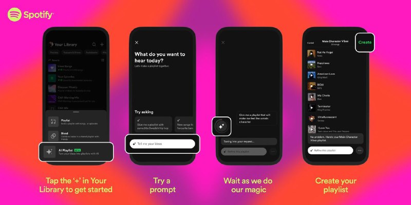 Spotify 最新的 AI 特性：可以根据文本描述来创建播放列表这个新的 AI 播放列表测试版最初将在英国和澳大利亚向移动设备上的 Spotify Premium 订阅者推出