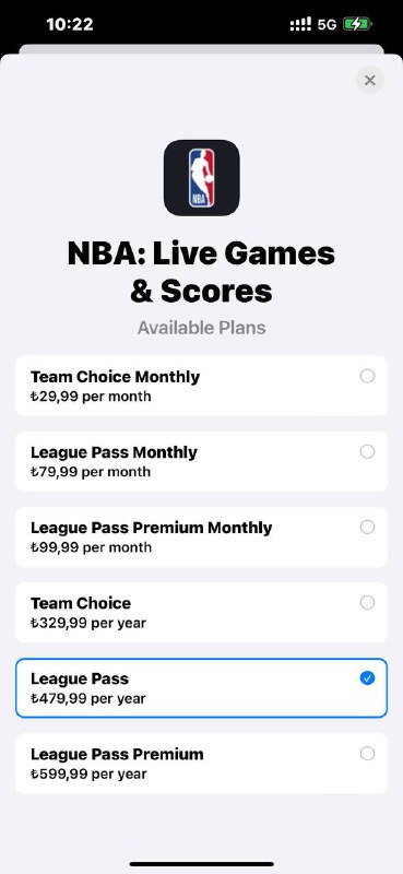 土耳其iOS内购NBA League Pass绝版套餐涨价via ADAM 🍱🗒 标签: #土耳其 #NBA📢 频道: @GodlyNews1🤖 投稿: @GodlyNewsBot