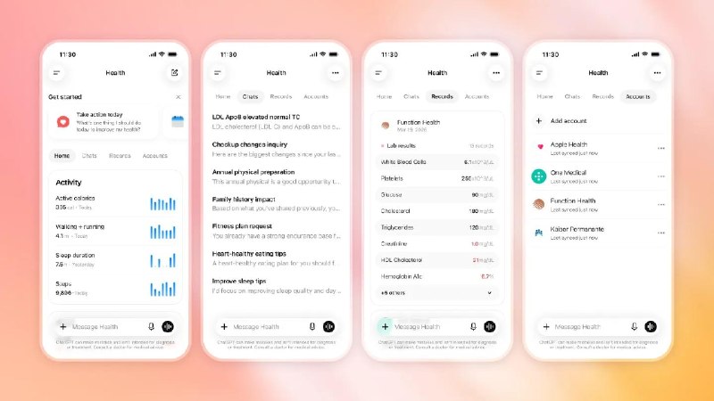 OpenAI宣称，ChatGPT Health的AI 模型推理能力“胜过临床医生水平”OpenAI 将于周四在美国向所有人推出 ChatGPT Health，让更多用户能够把自己的医疗记录和健康追踪数据连接到这款聊天机器人上