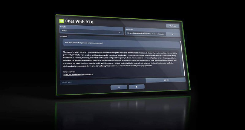 NVIDIA 发布免费聊天机器人 Chat with RTX，可于电脑上本地运行不少公司也对 AI Chatbot 的私隐感到忧虑，不会将一些文件上传到 ChatGPT 或 Poe 进行分析